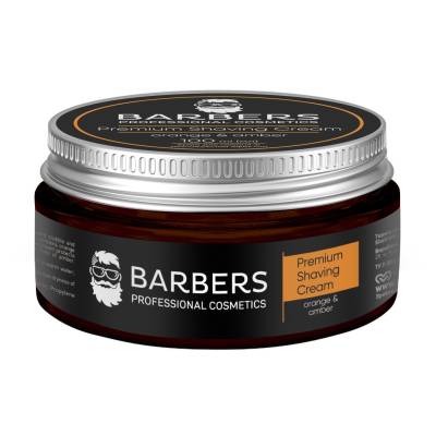 Podrobnoe foto чоловічий крем для гоління barbers premium shaving cream зі зволожувальним ефектом, з апельсином та амброю, 100 мл