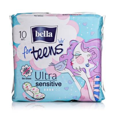 Podrobnoe foto гігієнічні прокладки bella for teens ultra sensitive, 10 шт