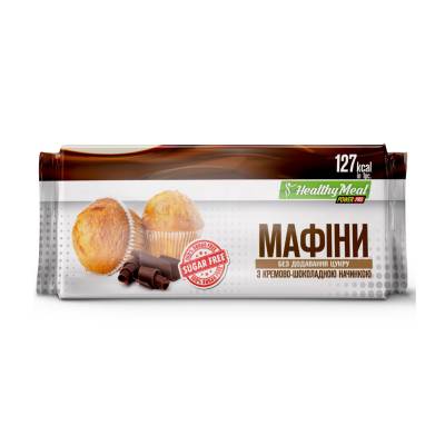 Podrobnoe foto мафін power pro healthy meal з кремово-шоколадною начинкою, без цукру, 70 г