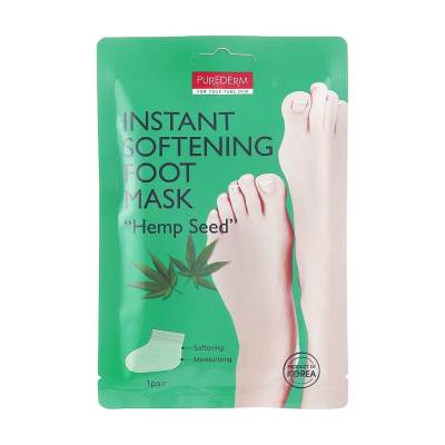 Podrobnoe foto пом'якшувальна маска-шкарпетки для ніг purderm instant softening foot mask hemp seed з олією насіння конопель, 2*17 г