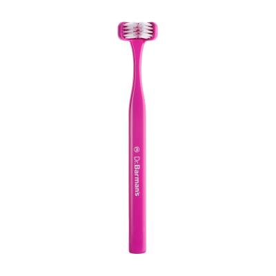 Podrobnoe foto тристороння зубна щітка dr. barman's superbrush regular стандартна, рожева, 1 шт
