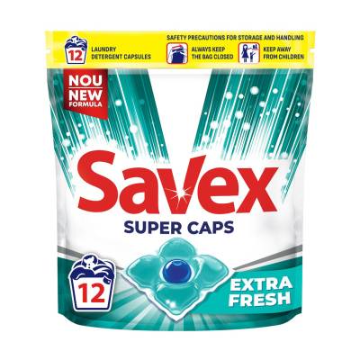 Podrobnoe foto капсули для прання savex super caps extra fresh, 12 циклів прання, 12 шт