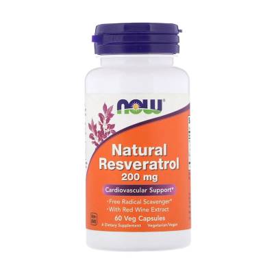 Podrobnoe foto харчова добавка в капсулах now foods natural resveratrol ресвератрол 200 мг, 60 шт