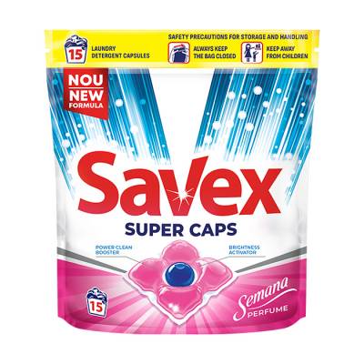 Podrobnoe foto капсули для прання savex super caps semana perfume, 15 циклів прання, 15 шт