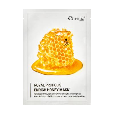 Podrobnoe foto живильна тканинна маска для обличчя esthetic house royal propolis enrich honey mask на основі маточного молочка та прополісу, 25 мл