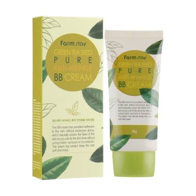 Podrobnoe foto bb-крем для обличчя farmstay green tea seed pure anti-wrinkle bb cream з насінням зеленого чаю, проти зморшок, 40 г