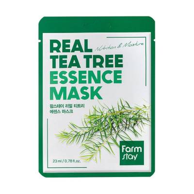 Podrobnoe foto тканинна маска для обличчя farmstay real tea tree essence mask з екстрактом чайного дерева, 23 мл