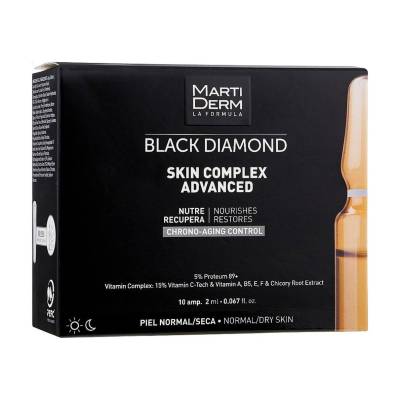 Podrobnoe foto ампули для обличчя martiderm black diamond skin complex advanced для нормальної та сухої шкіри, 10*2 мл
