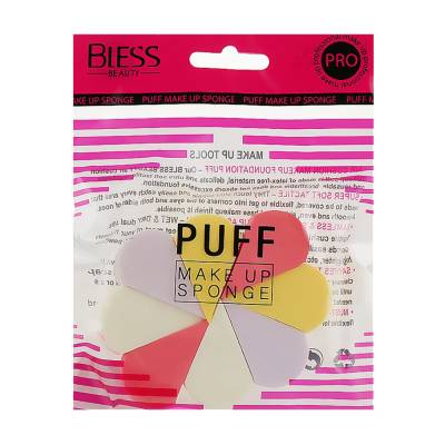 Podrobnoe foto набір спонжів для макіяжу bless beauty puff make up sponge 8 в 1, квітка в окантовці, 8 шт