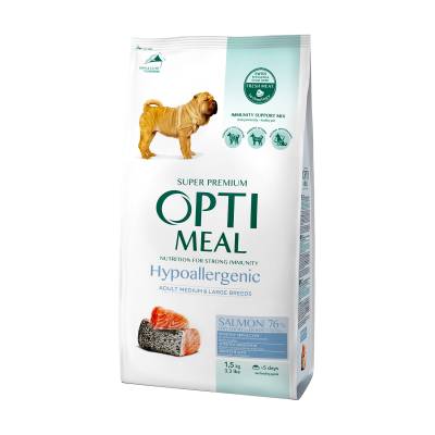 Podrobnoe foto сухий гіпоалергенний корм для собак optimeal для середніх та великих порід з лососем, 1.5 кг