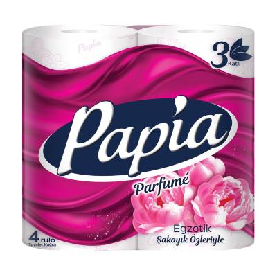 Podrobnoe foto туалетний папiр papia parfume exotic 3-х шаровий, 140 відривів, 4 рулони