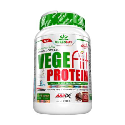 Podrobnoe foto харчова добавка протеїн в порошку amix nutrition greenday vege-fiit protein подвійний шоколад, 720 г