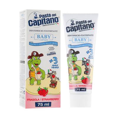 Podrobnoe foto дитяча зубна паста pasta del capitano зі смаком полуниці, 3+, 75 мл