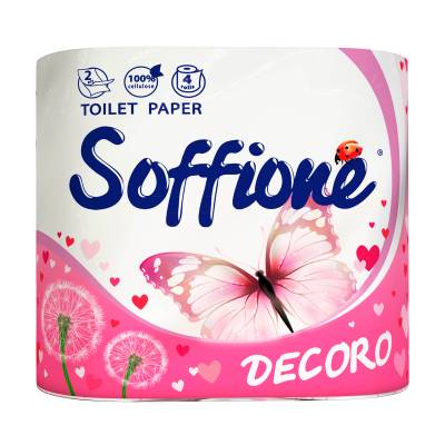 Podrobnoe foto туалетний папір soffione decoro двошаровий розовий, 4 шт