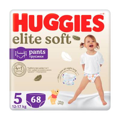 Podrobnoe foto підгузки-трусики huggies elite soft pants розмір 5 (12-17 кг), 68 шт