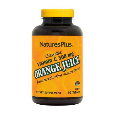 Podrobnoe foto харчова добавка в жувальних таблетках naturesplus orange juice вітамін c, 500 мг, 90 шт