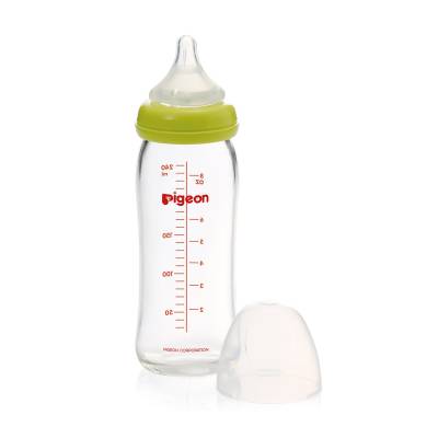 Podrobnoe foto дитяча скляна пляшечка для годування pigeon softouch peristaltic plus від 3 місяців, 240 мл