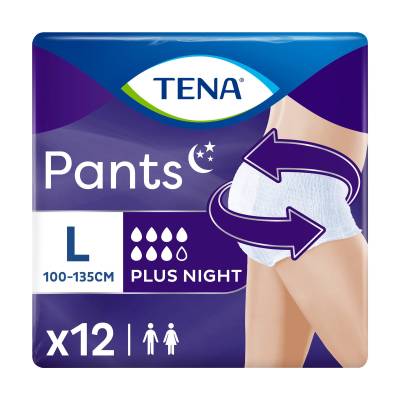 Podrobnoe foto труси-підгузки для дорослих tena pants plus night нічні, розмір large, 12 шт