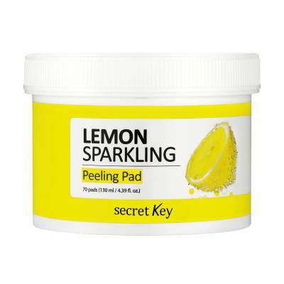 Podrobnoe foto очищувальні пілінг-диски для обличчя з лимонним соком secret key lemon sparkling peeling pad, 70 шт