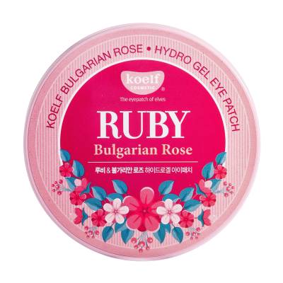 Podrobnoe foto гідрогелеві патчі для шкіри навколо очей petitfee & koelf ruby & bulgarian rose eye patch з рубіном та болгарською трояндою, 60 шт