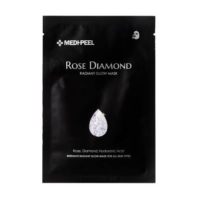 Podrobnoe foto тканинна маска для обличчя medi-peel rose diamond radiant glow mask з алмазною пудрою, 25 мл