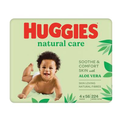 Podrobnoe foto дитячі вологі серветки huggies natural care з екстрактом алое, 56*4 шт