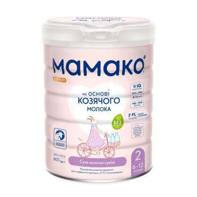 Podrobnoe foto дитяча подальша адаптована суміш мамако premium 2 на козячому молоці, 6-12 місяців, 800 г