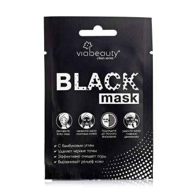 Podrobnoe foto маска для обличчя via beauty black mask очищуюча з бамбуковим вугіллям 10мл