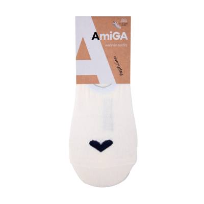 Podrobnoe foto шкарпетки-чешки жіночі amigа молочні з серцем, розмір 25
