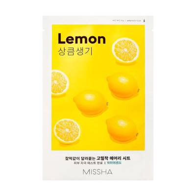 Podrobnoe foto тканинна маска для обличчя missha airy fit sheet mask lemon з екстрактом лимона, 19 г