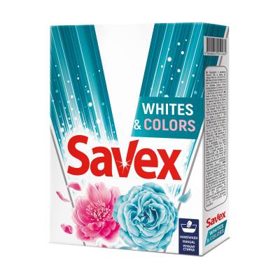 Podrobnoe foto пральний порошок savex whites & colors для ручного прання, 400 г