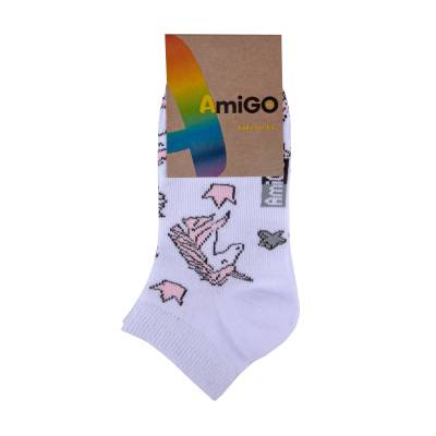 Podrobnoe foto шкарпетки дитячі amigo укорочені, єдинороги, білі, розмір 16-18