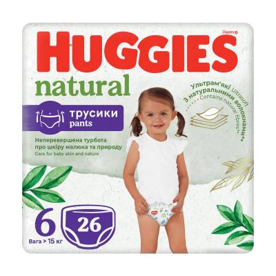 Podrobnoe foto підгузки-трусики huggies natural розмір 6 (15-25 кг), 26 шт