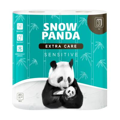 Podrobnoe foto туалетний папір сніжна панда extra care sensitive тришаровий, 4 шт