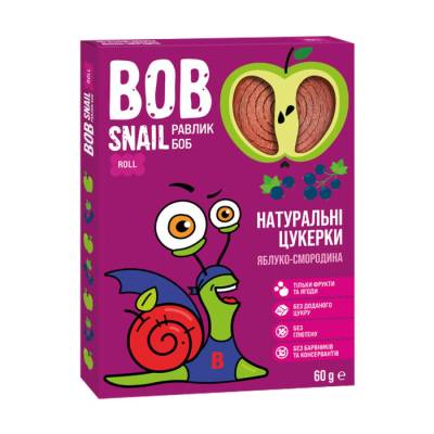 Podrobnoe foto натуральні цукерки bob snail яблуко-смородина, 60 г