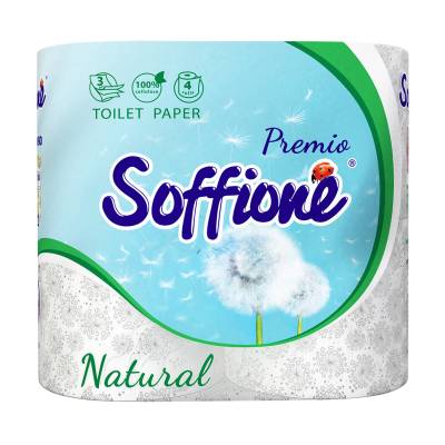 Podrobnoe foto туалетний папір soffione natural тришаровий білий, 4 шт