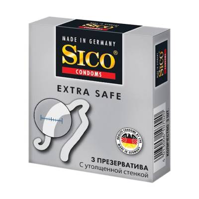 Podrobnoe foto презервативи латексні sico extra safe з потовщеною стінкою, 3 шт