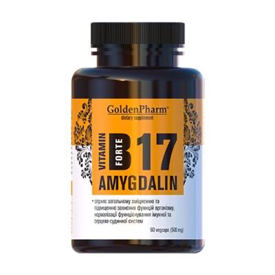 Podrobnoe foto харчова добавка в капсулах golden pharm вітамін b17 amygdalin forte 500 мг, 60 шт