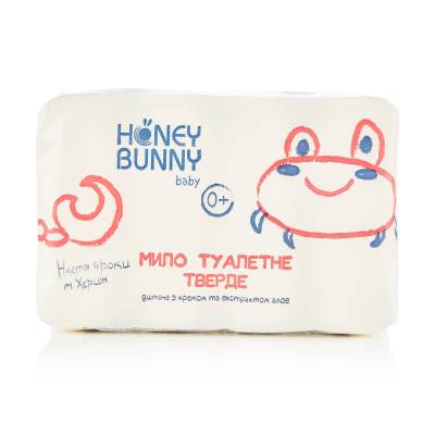 Podrobnoe foto туалетне мило дитяче honey bunny baby, від 0+, з кремом і екстрактом алое, 4*70 г (екопак)