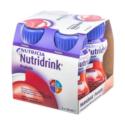 Podrobnoe foto спеціальне ентеральне харчування nutricia nutridrink protein зі смаком полуниці, з 6 років, 4*125 мл