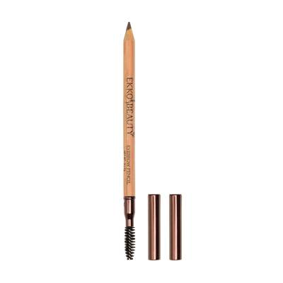 Podrobnoe foto стійкий восковий олівець для брів ekkobeauty eyebrow pencil зі щіточкою brown, 1.5 г