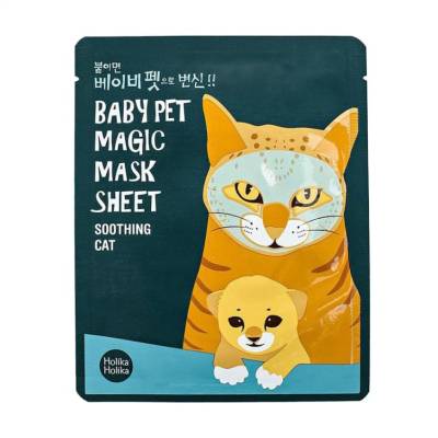 Podrobnoe foto тканинна маска для обличчя holika holika baby pet magic mask sheet soothing cat кішка, 22 мл