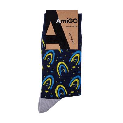 Podrobnoe foto шкарпетки чоловічі amigo класичнi жовто-блакитна веселка, розмір 25