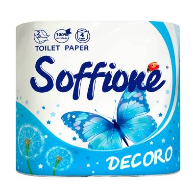 Podrobnoe foto туалетний папір soffione decoro двошаровий синій, 4 шт