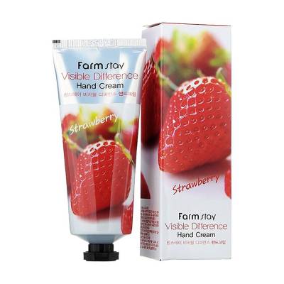 Podrobnoe foto крем для рук farm stay visible difference hand cream strawberry з екстрактом полуниці, 100 мл