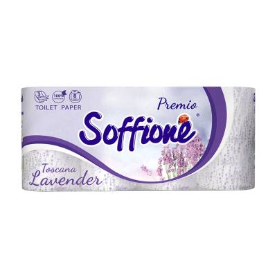 Podrobnoe foto туалетний папір soffione toscana lavender тришаровий фіолетовий, 8 шт