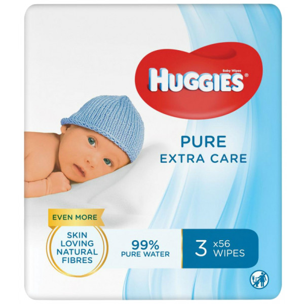 foto серветки вологі для дітей huggies extra care 3х56 шт. (5029054222119)