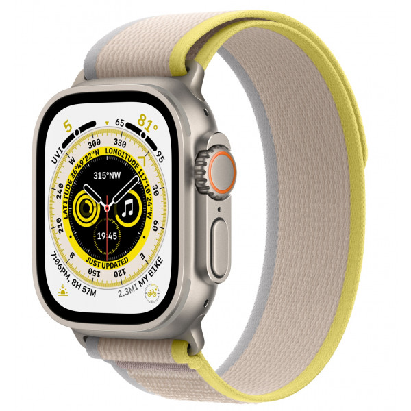 foto смарт-годинник apple watch ultra gps 49mm titanium case with yellow/beige trail loop - s/m