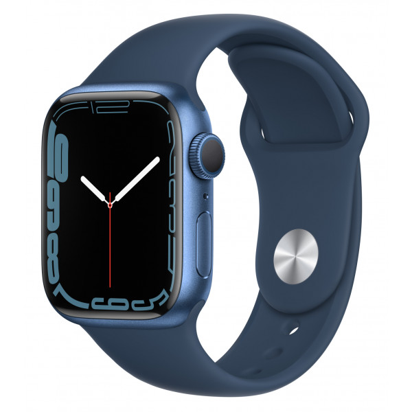 foto уцінка - смарт-годинник apple watch series 7 45mm blue aluminium case with abyss blue sport band #