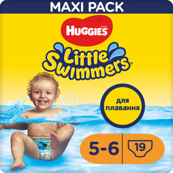 foto одноразові підгузники-трусики для плавання huggies little swimmers 5-6 19 шт. (5029053538433)